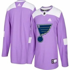 St. Louis Blues Purple Adidas Hockey Fights Cancer Practice Jersey